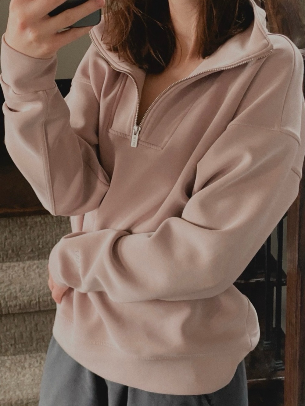 Oraki Modaluxe Quarter-Zip Sweatshirt Large Dusty Rose